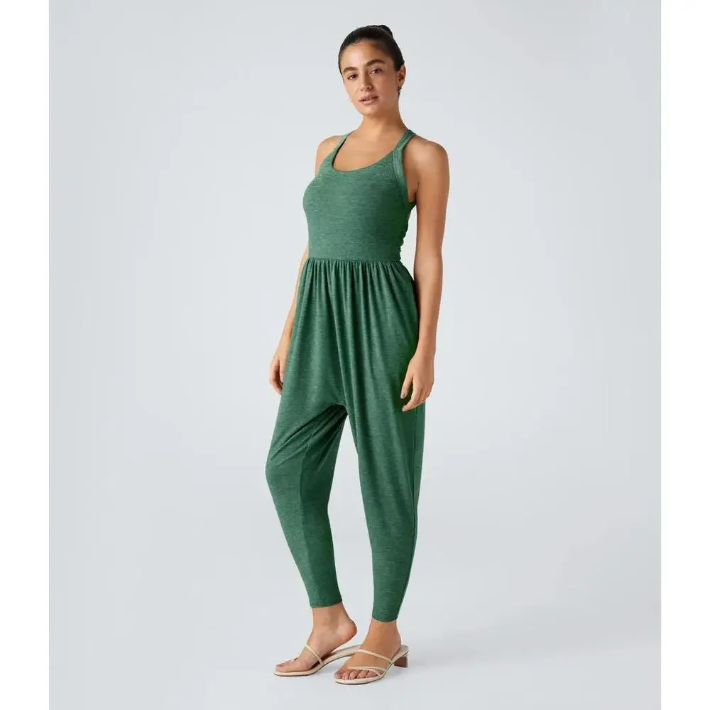 NWT Halara U Neck Pocket Harem Casual Jumpsuit-Easy Peezy Edition Size Small - Picture 4 of 10